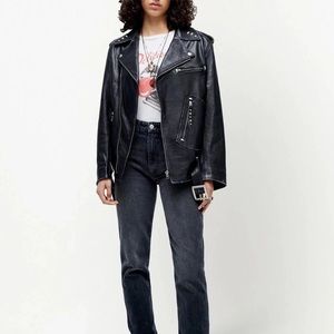 Re/Done Leather Oversized Moto Jacket